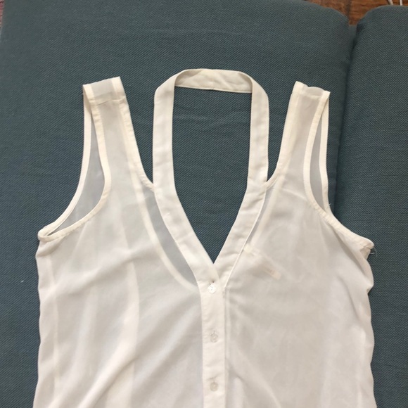White shoulder cutout button-down blouse - Picture 7 of 7